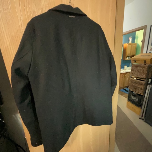 MICHAEL KORS Mens Black Wool Pea Coat Jacket Size Medium - Picture 6 of 7